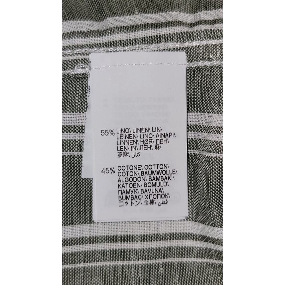 Brunello Cucinelli Men’s Linen Button-Down Shirt Gray White Stripe – Medium - Picture 6 of 11